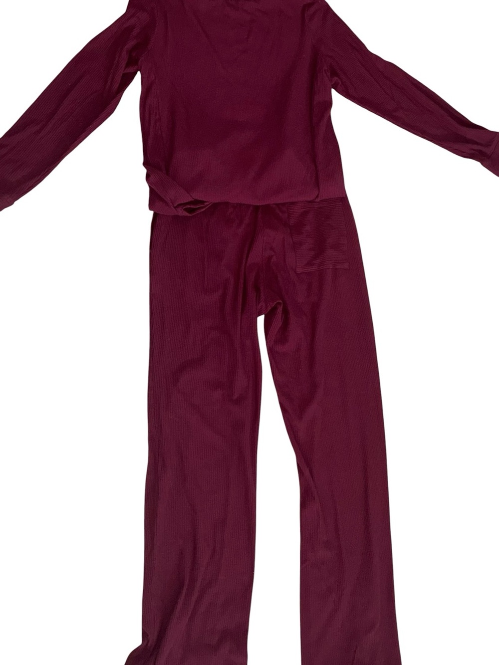 EUC Tommy John Burgundy Ribbed Lounge Set Small Medium Pajama Matching Set - Picture 5 of 14